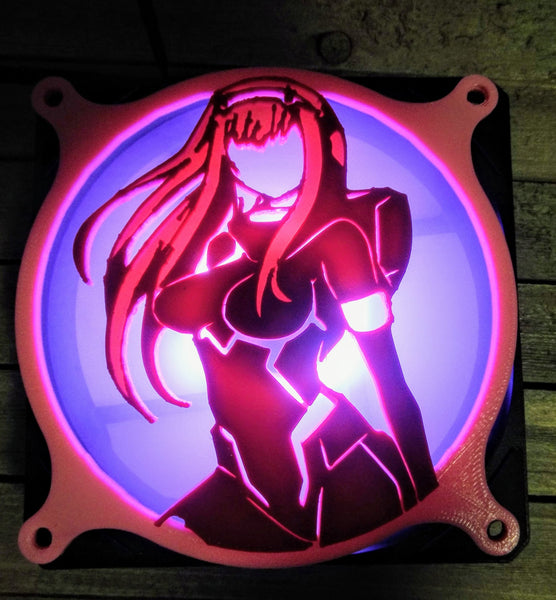 Zero Two Dual Color Gaming Computer Fan Shroud / Grill / Cover -  Darling in the Franxx - Custom 3D Printed - 120mm, 140mm