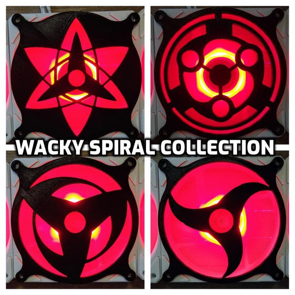 Wacky Spiral Collection Gaming Computer Fan Shroud / Grill / Cover - Geometry - Custom 3D Printed - 120mm, 140mm