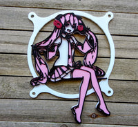 Sakura Miku QUAD Color Gaming Computer Fan Shroud / Grill / Cover -  HAtsune Miku Vocaloid - Custom 3D Printed - 120mm, 140mm