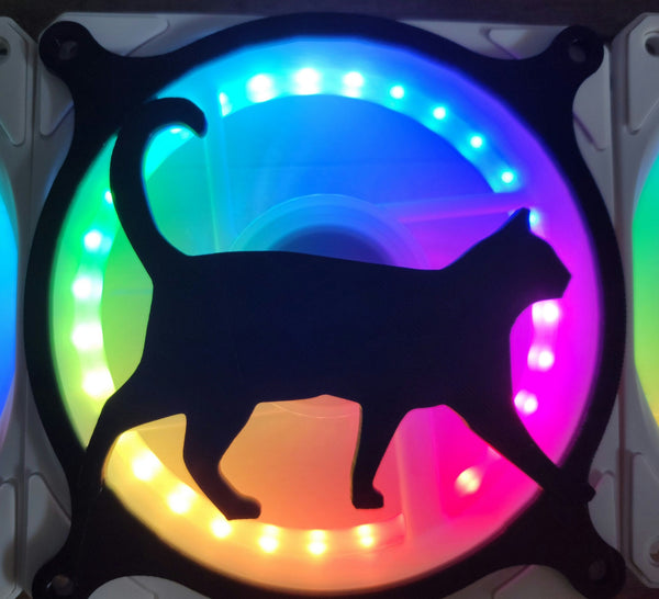 Very Polite Cat Gaming Computer Fan Shroud / Grill / Cover - Custom 3D Printed - 120mm, 140mm