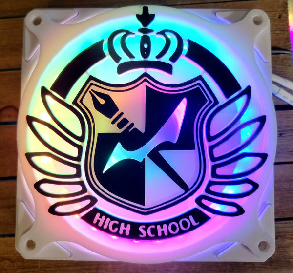 Danganronpa - Hopes Peak Emblem - Artisan Dual Color Gaming Computer Fan Shroud / Grill / Cover - Custom 3D Printed - 120mm, 140mm