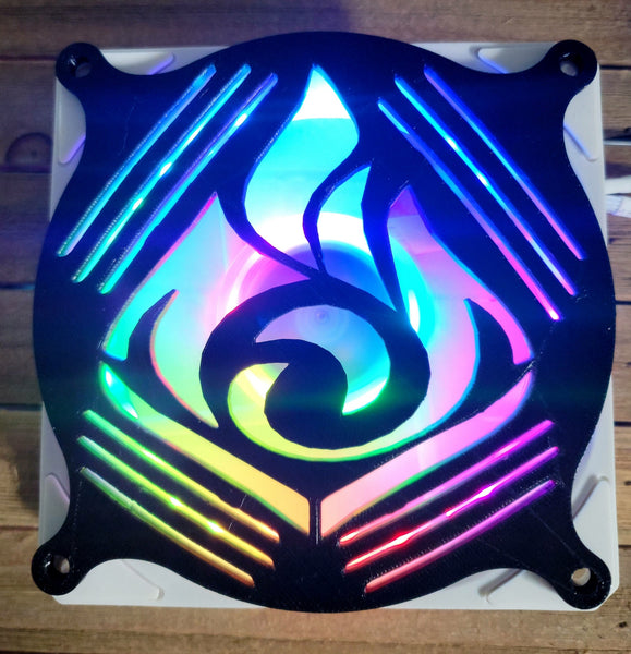 Pyro Element Crest - Genshin Impact - Artisan Gaming Computer Fan Shroud / Grill / Cover - Custom 3D Printed - 120mm, 140mm