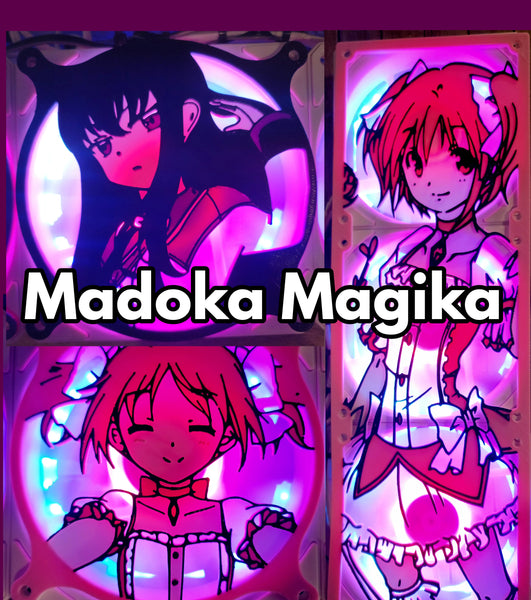 Madoka Magika Collection - Madoka and Homura - Tri Color Gaming Computer Fan Shroud / Grill / Cover  - Custom 3D Printed - 120mm, 140mm, 360