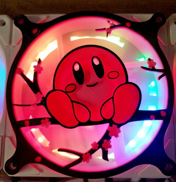 Sakura Kirby - Tri Color Gaming Computer Fan Shroud / Grill / Cover - Nintendo - Custom 3D Printed - 120mm, 140mm