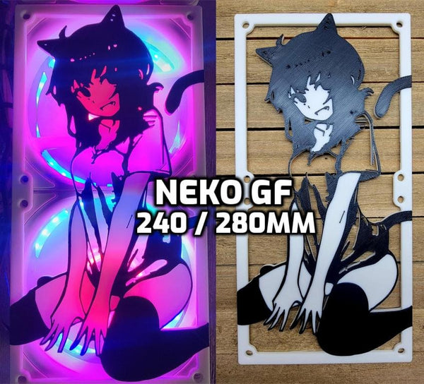 Neko gf 240mm / 280mm - Dual Color Artisan Gaming Computer Fan Shroud / Grill / Cover - Sakurai Armory - Custom 3D Printed