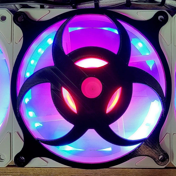 Biohazard Crest Gaming Computer Fan Shroud / Grill / Cover - Custom 3D Printed - 120mm, 140mm